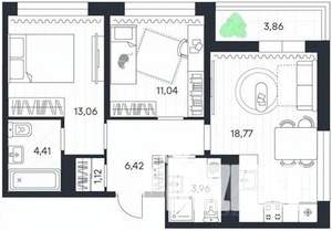 2-к квартира, строящийся дом, 63м2, 19/20 этаж