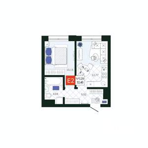 1-к квартира, вторичка, 32м2, 13/19 этаж