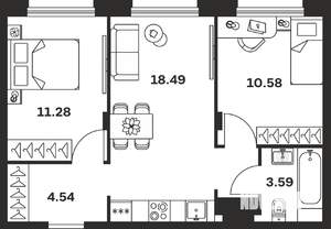 2-к квартира, вторичка, 48м2, 1/9 этаж