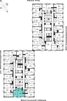 1-к квартира, строящийся дом, 44м2, 18/25 этаж