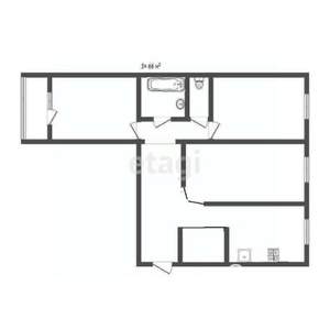 3-к квартира, вторичка, 65м2, 9/10 этаж