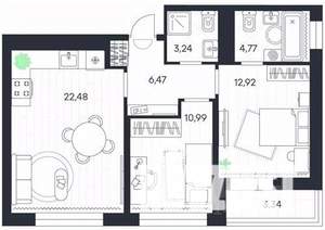 2-к квартира, строящийся дом, 64м2, 13/20 этаж
