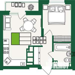 1-к квартира, строящийся дом, 37м2, 8/9 этаж