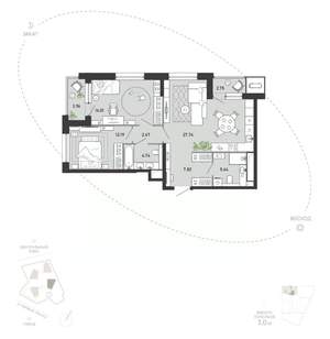 2-к квартира, вторичка, 83м2, 16/21 этаж