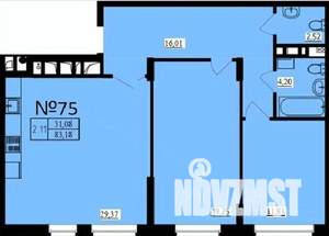 2-к квартира, строящийся дом, 83м2, 7/9 этаж