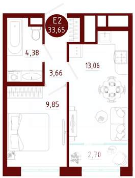 1-к квартира, вторичка, 34м2, 3/10 этаж
