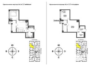 1-к квартира, вторичка, 39м2, 12/17 этаж