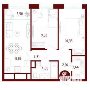 2-к квартира, вторичка, 48м2, 3/10 этаж