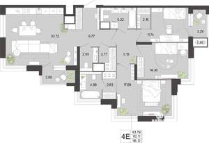 3-к квартира, вторичка, 118м2, 10/21 этаж