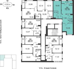 2-к квартира, вторичка, 74м2, 7/9 этаж