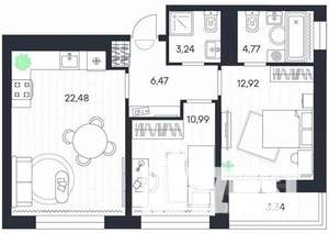 2-к квартира, вторичка, 64м2, 18/20 этаж