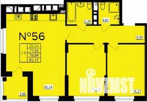 2-к квартира, вторичка, 80м2, 3/9 этаж