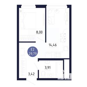 Студия квартира, строящийся дом, 30м2, 23/25 этаж