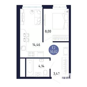 Студия квартира, строящийся дом, 30м2, 13/25 этаж
