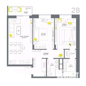 2-к квартира, вторичка, 75м2, 13/25 этаж