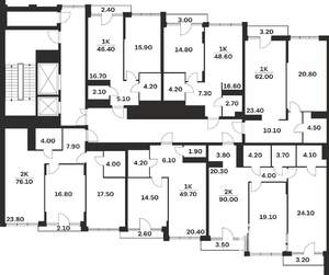 1-к квартира, вторичка, 50м2, 4/9 этаж
