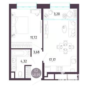 1-к квартира, вторичка, 40м2, 3/10 этаж