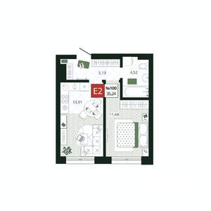 1-к квартира, вторичка, 35м2, 11/19 этаж