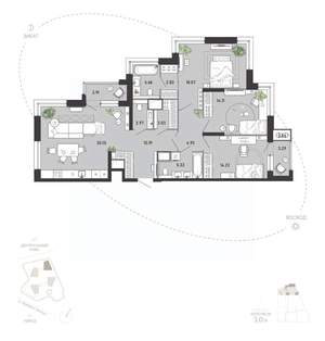 3-к квартира, вторичка, 119м2, 3/21 этаж