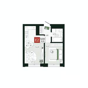 1-к квартира, вторичка, 33м2, 16/19 этаж
