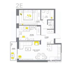 2-к квартира, вторичка, 67м2, 11/13 этаж