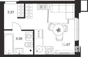 Студия квартира, вторичка, 29м2, 1/25 этаж