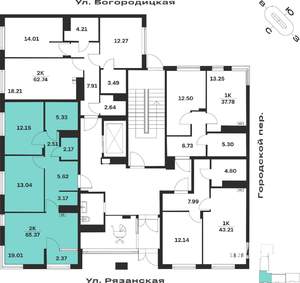 2-к квартира, вторичка, 65м2, 1/4 этаж