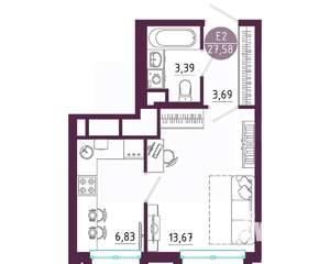 1-к квартира, вторичка, 28м2, 4/10 этаж