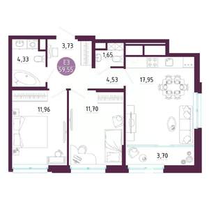 2-к квартира, вторичка, 60м2, 8/10 этаж