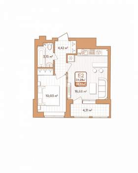 1-к квартира, вторичка, 35м2, 7/8 этаж