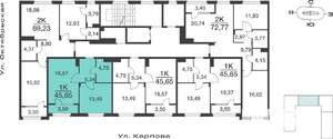 1-к квартира, вторичка, 46м2, 6/9 этаж