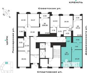 1-к квартира, вторичка, 59м2, 2/10 этаж