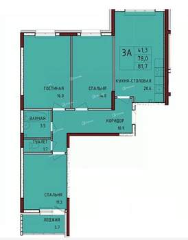 3-к квартира, вторичка, 78м2, 2/17 этаж