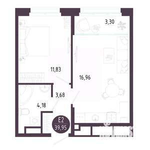 1-к квартира, вторичка, 40м2, 9/10 этаж