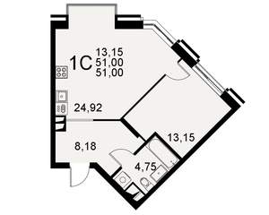1-к квартира, вторичка, 51м2, 3/11 этаж