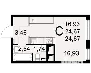 1-к квартира, вторичка, 25м2, 5/25 этаж
