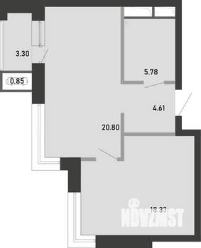 1-к квартира, вторичка, 54м2, 10/21 этаж