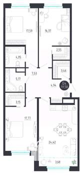 3-к квартира, строящийся дом, 112м2, 8/8 этаж