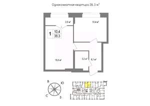 1-к квартира, вторичка, 38м2, 11/11 этаж