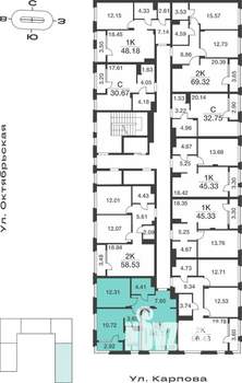 2-к квартира, вторичка, 64м2, 9/9 этаж