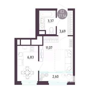 1-к квартира, вторичка, 28м2, 7/10 этаж