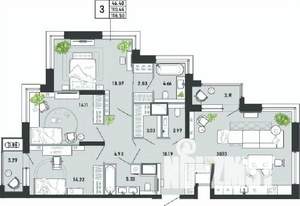 3-к квартира, вторичка, 119м2, 13/21 этаж