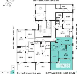 2-к квартира, вторичка, 72м2, 1/15 этаж