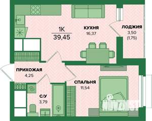 1-к квартира, вторичка, 39м2, 22/25 этаж