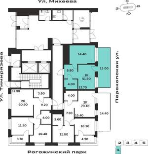 1-к квартира, вторичка, 41м2, 1/24 этаж