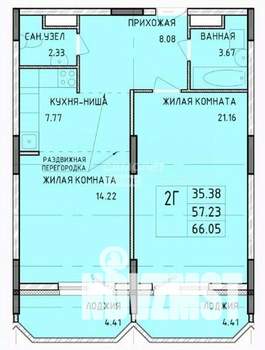 2-к квартира, сданный дом, 58м2, 7/14 этаж