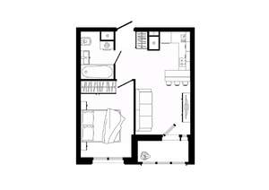 1-к квартира, строящийся дом, 38м2, 18/25 этаж