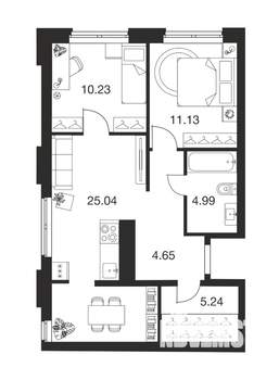 2-к квартира, вторичка, 61м2, 1/25 этаж