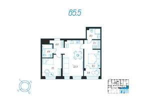 2-к квартира, вторичка, 66м2, 13/24 этаж