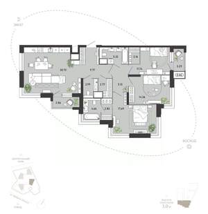 3-к квартира, вторичка, 118м2, 21/21 этаж